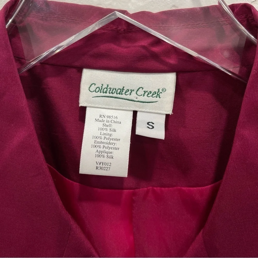 Coldwater Creek Barbie Pink Patchwork Silk Button Front Jacket Small